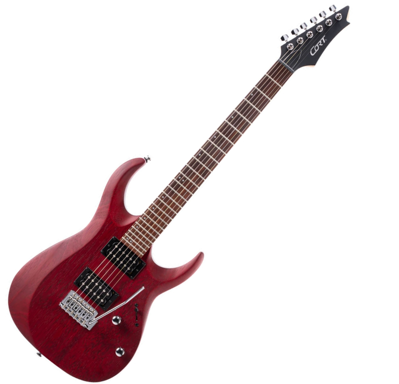Cort X100-OPBC Electric Guitar– Dual Humbuckers, Maple Neck & 6-Point Tremolo - Open Pore Black Cherry