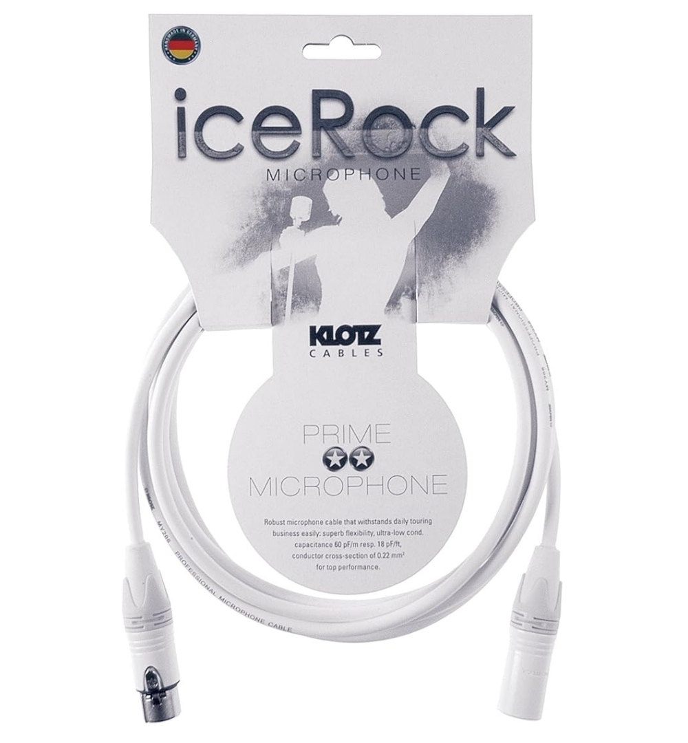 Klotz IRFM0300 iceRock XLR to XLR  Microphone Cable 3 Meter White Color