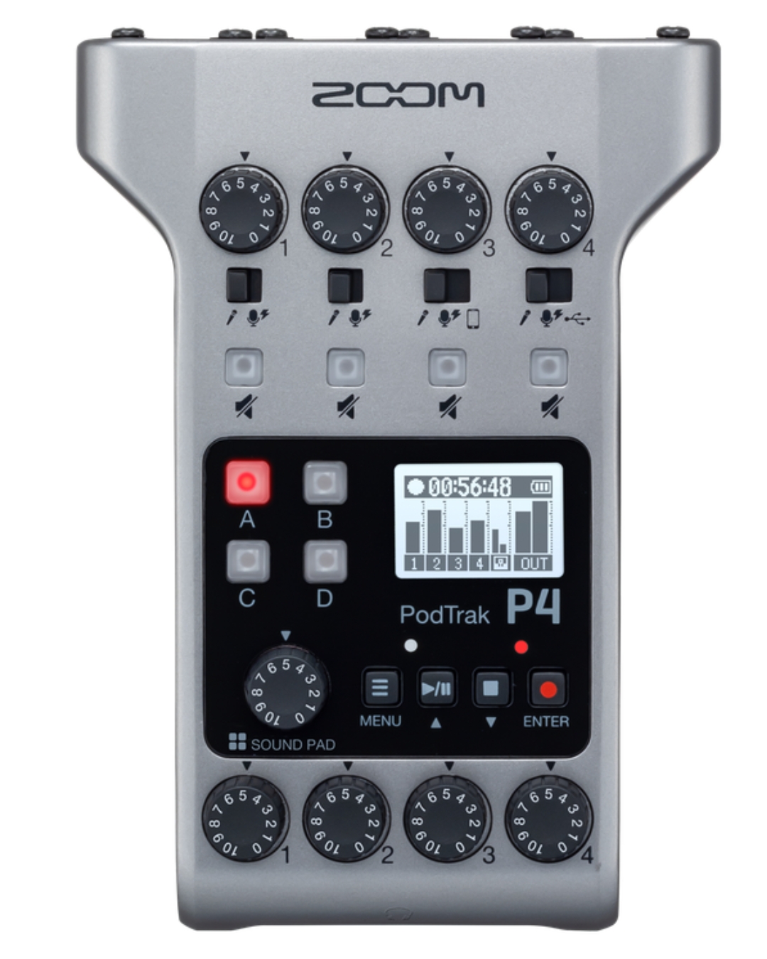 Zoom PodTrak P4 4-input Ultimate Recorder for Podcasting