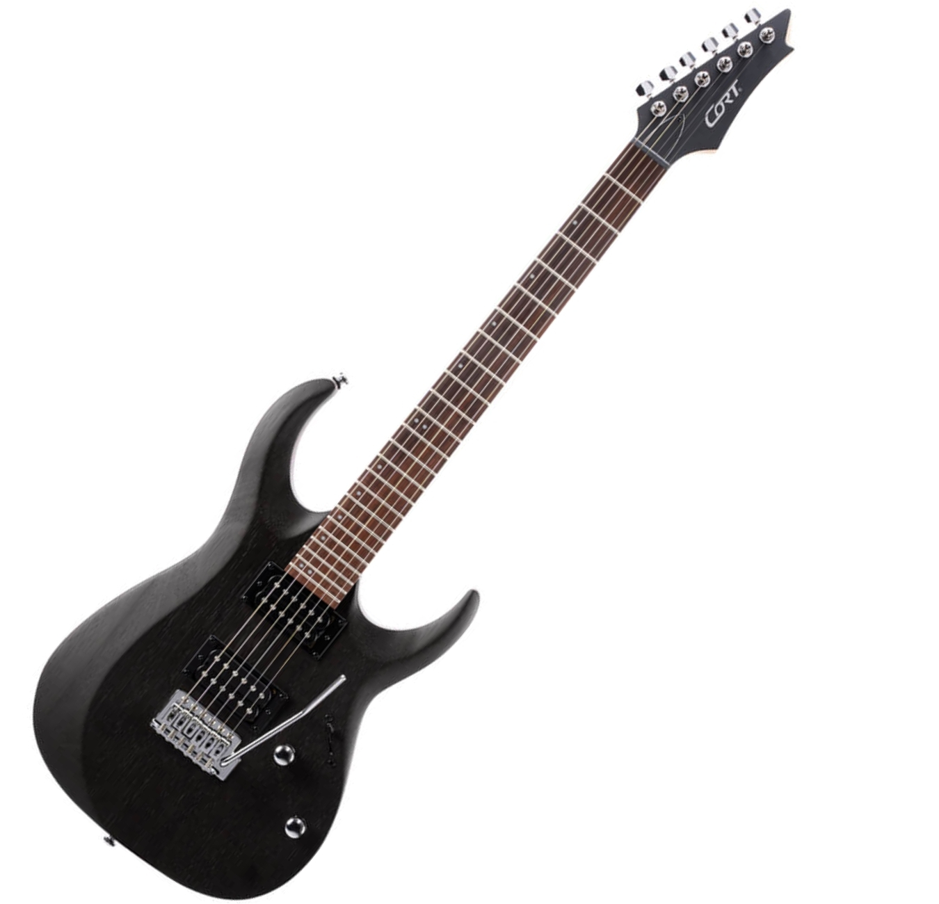 Cort X100-OPBK Electric Guitar  – Dual Humbuckers, Maple Neck & 6-Point Tremolo - Open Pore Black