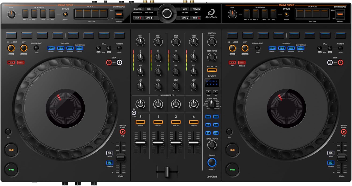 Pioneer AlphaTheta DDJ-GRV6 4-channel DJ Controller with Groove Circuit